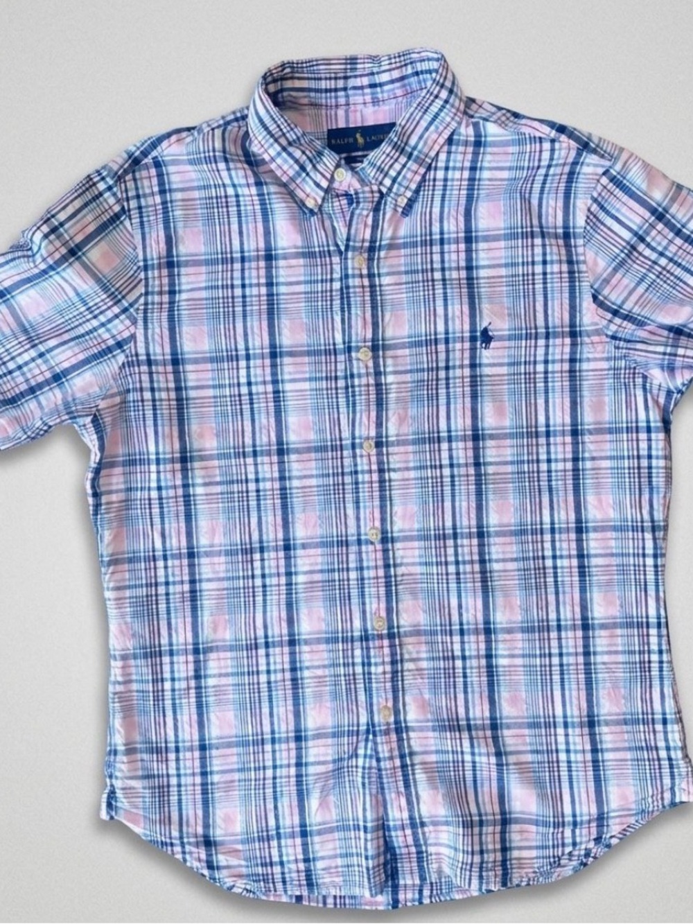 Ralph Lauren Blue and Pink Plaid Button-Down Shirt